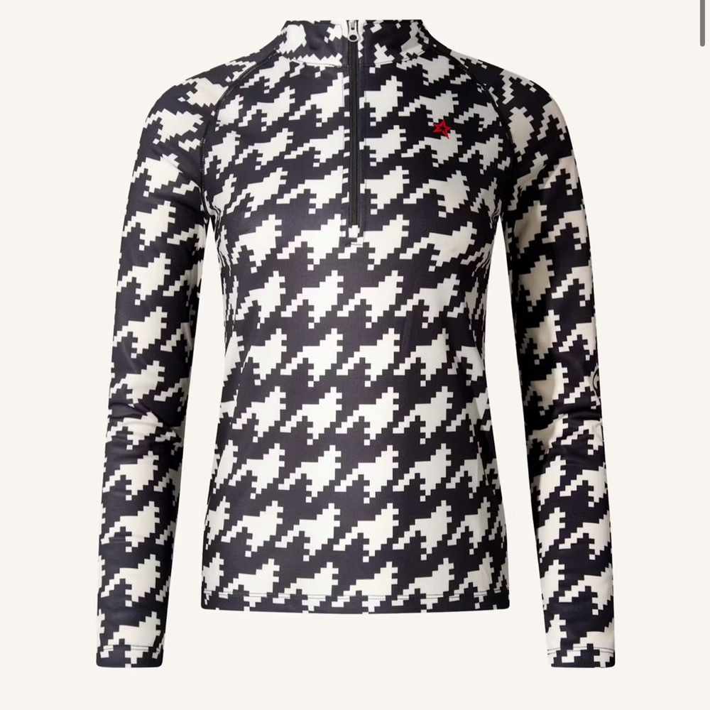 Perfect Moment Black and White Houndstooth Long Sleeve Top NWT Size Small. - Picture 2 of 7